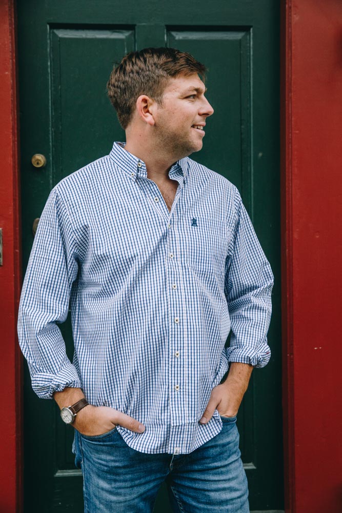 Blue Check Button Down