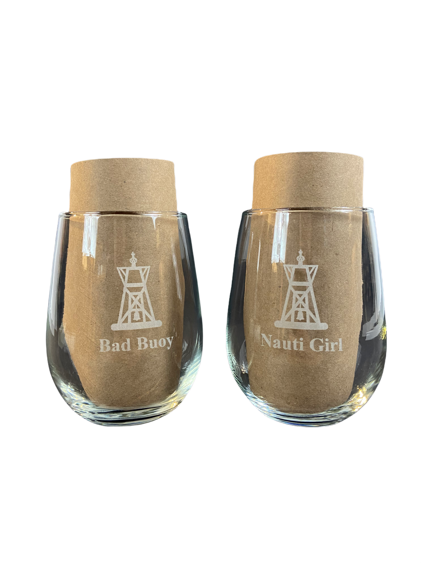 Bad Buoy - Nauti Girl Stemless Wine Glass